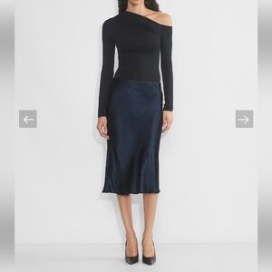 Aritzia Babaton Slip Satin Midi Skirt Admiral Navy Size 2